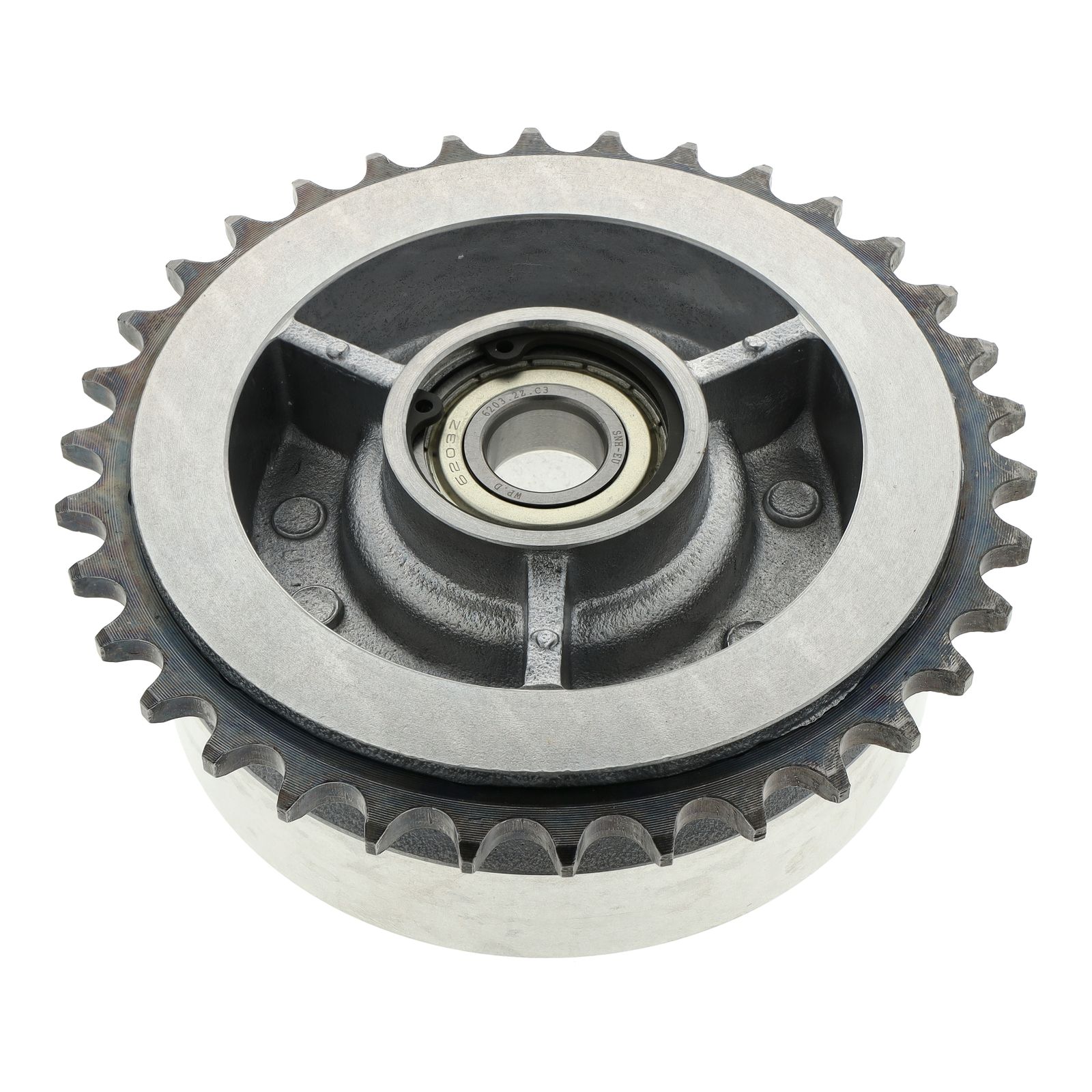 Mitnehmer, komplett - 34 Zähne - mit Kugellager SKF 6203 C3 2Z (beidseitig geschlossen) - Hinterradantrieb - KR51, SR4- Typen, S50, S51, S70, S53, S83