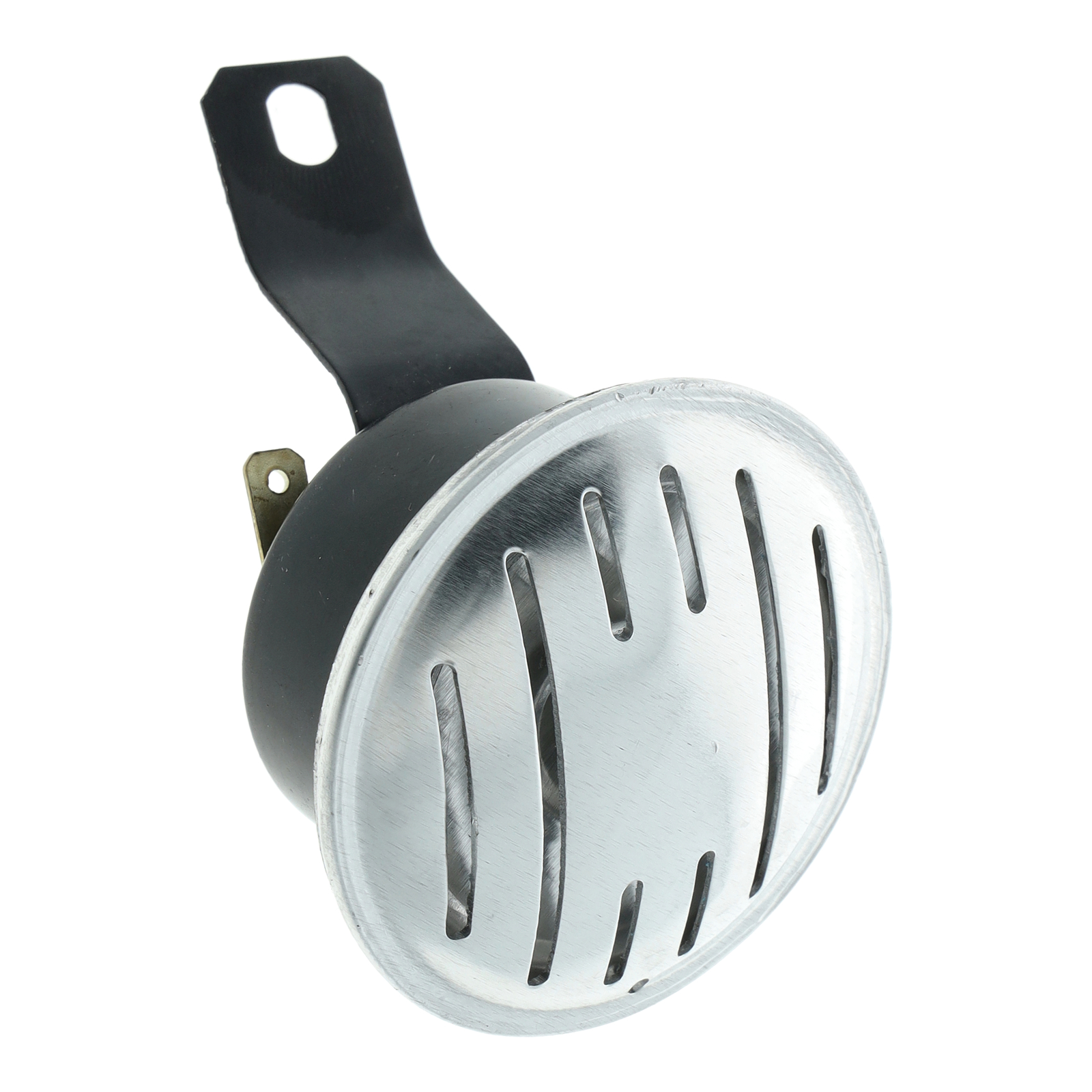 Hupe (Signalhorn)  6V und 12V - ALUBLENDE - (Befestigung am Gehäusemittelteil) im Einzelkarton