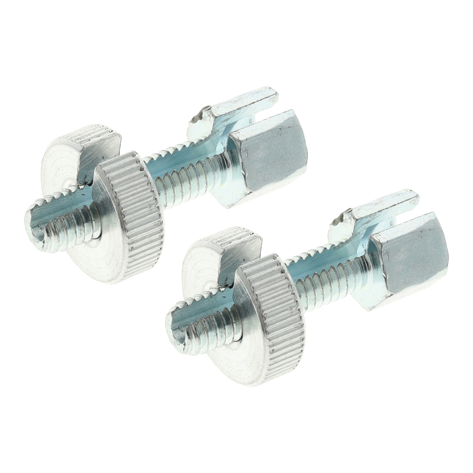 Paar Stellschraube kurz, mit Rändelmutter - M6x22 - geschlitzt - Gesamtlänge 30 mm