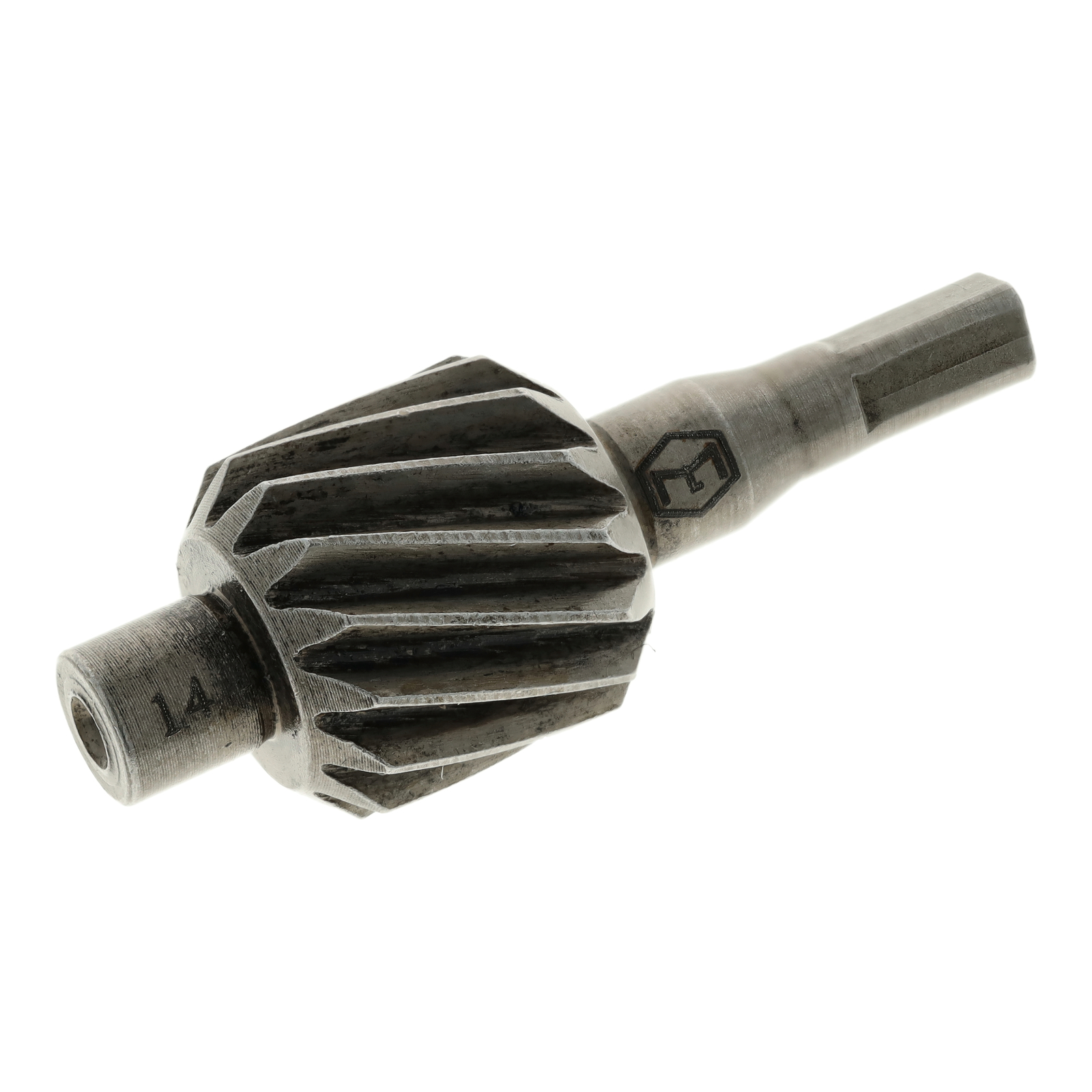 Schraubenrad 14 Zähne - Tachoantrieb am LM-Deckel - f. Antriebskettenrad 15 Zähne  -  S51, S53, S83, SR50, SR80