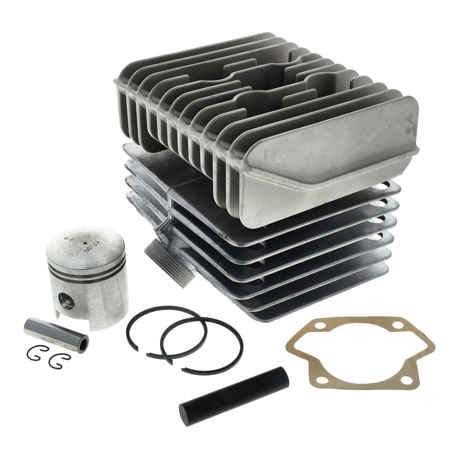 Zylinder SET, kugelpoliert 80ccm kpl. mit Kolben S80 2-Kanal 48,00mm + Zylinderkopf  E=19mm/A=28mm - Tuningzylinder, starke Laufbuchse (im Einzelkarton)