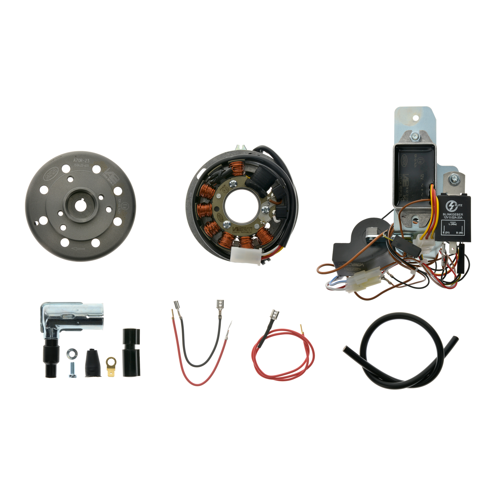 SET conversion kit VAPE (M-G) Schwalbe KR51/1, KR51/2 auf 12V (Battery, horn and ball lamp)