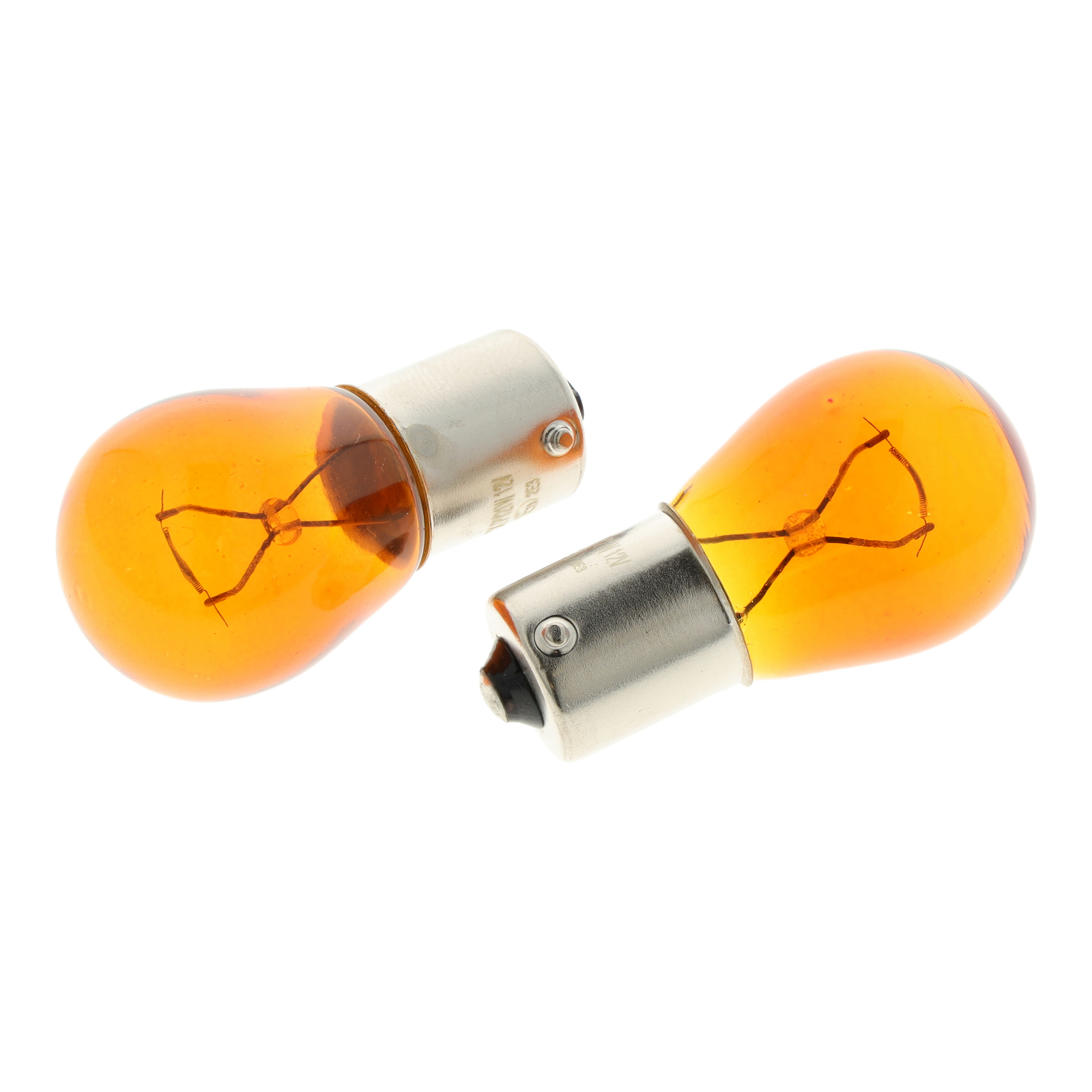 Paire lampe boule  12V PY21W BAU15s, jaune-orange