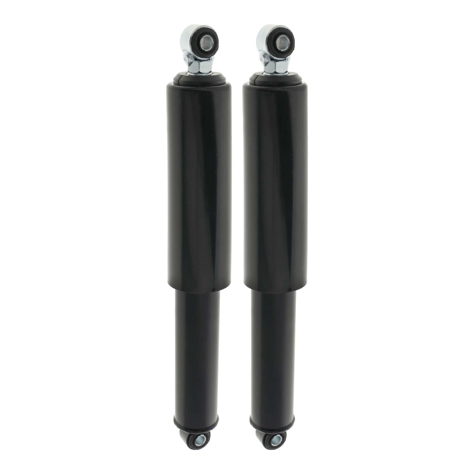 Paar Federbein, vorne - hydraulisch - schwarz u. Plastikhülse - Schwalbe - Einbaulänge: ca. 300mm, Ø8mm-Auge