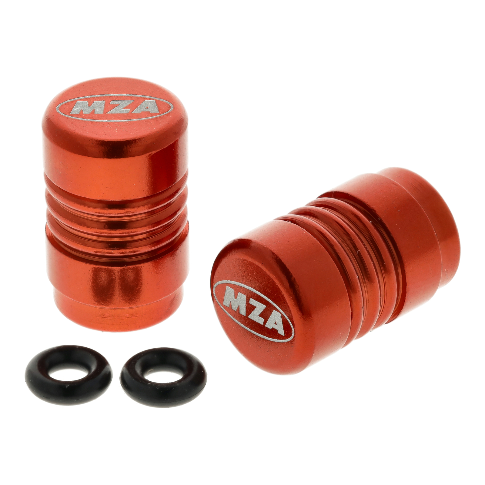 Ventilkappe (2 Stück) Alu orange eloxiert - MZA-Design-Kappe,  inkl. O-Ringe/Dichtungen