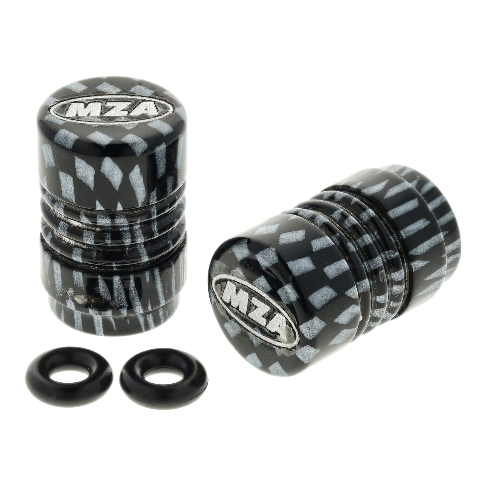 Ventilkappe (2 Stück) Alu carbon eloxiert - MZA-Design-Kappe,  inkl. O-Ringe/Dichtungen