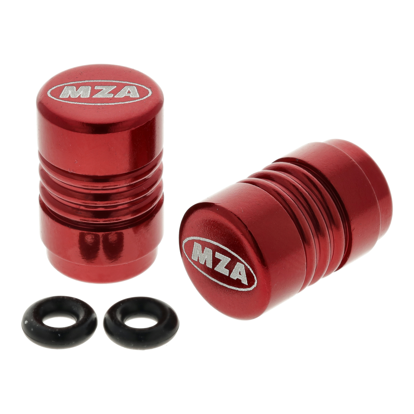 Ventilkappe  (2 Stück) Alu rot eloxiert - MZA-Design-Kappe,  inkl. O-Ringe/Dichtungen