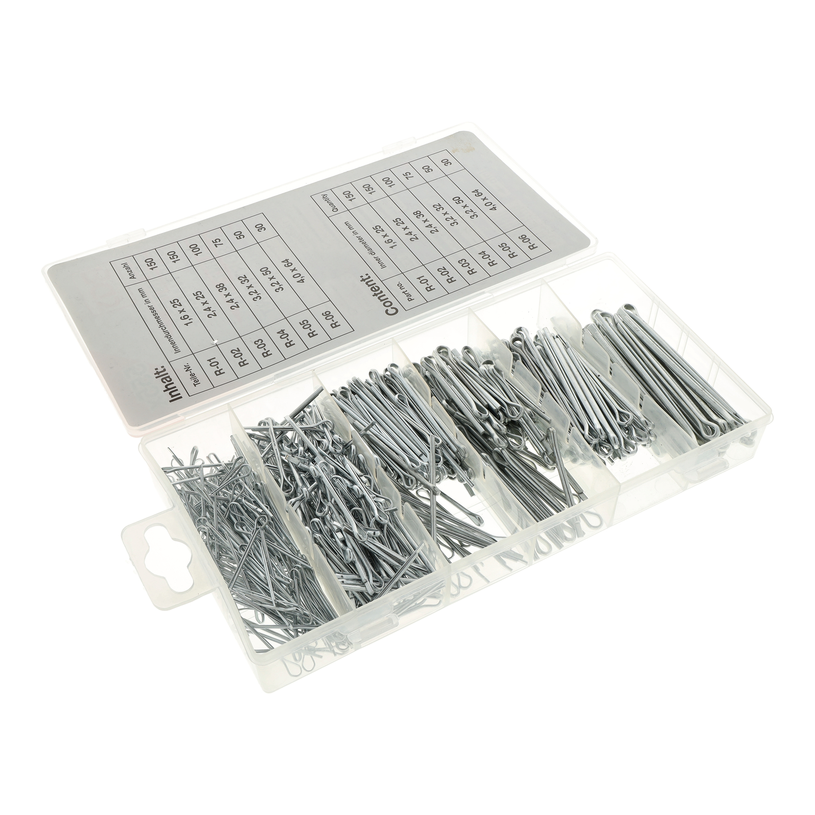 Set Splinte, gerade Ausführung, Ø1,6-4,0 mm, 555 tlg.