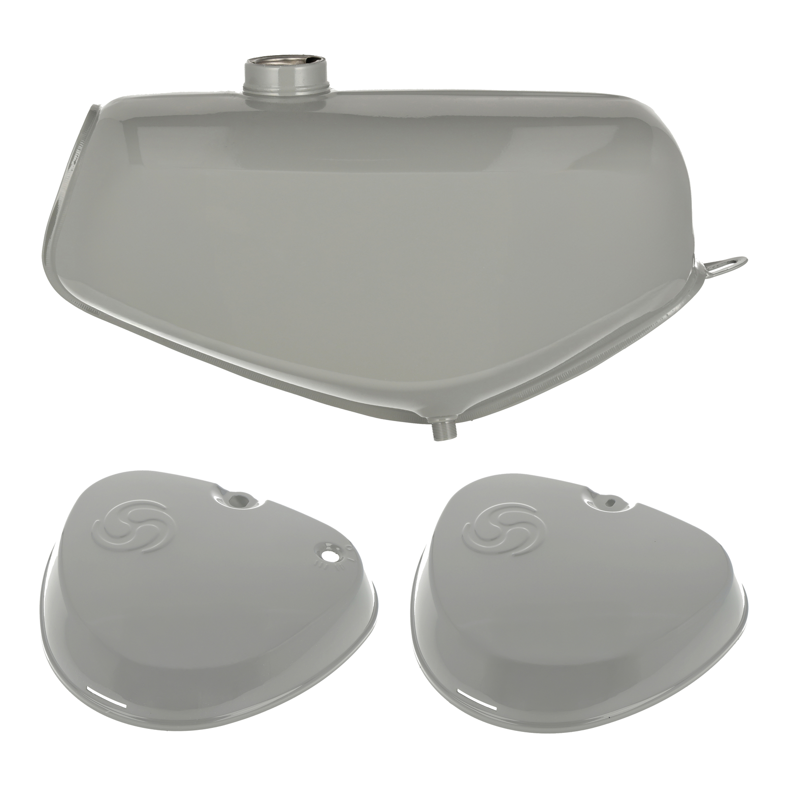 SET Kraftstoffbehälter + eckige Seitendeckel - staubgrau - S51, S70