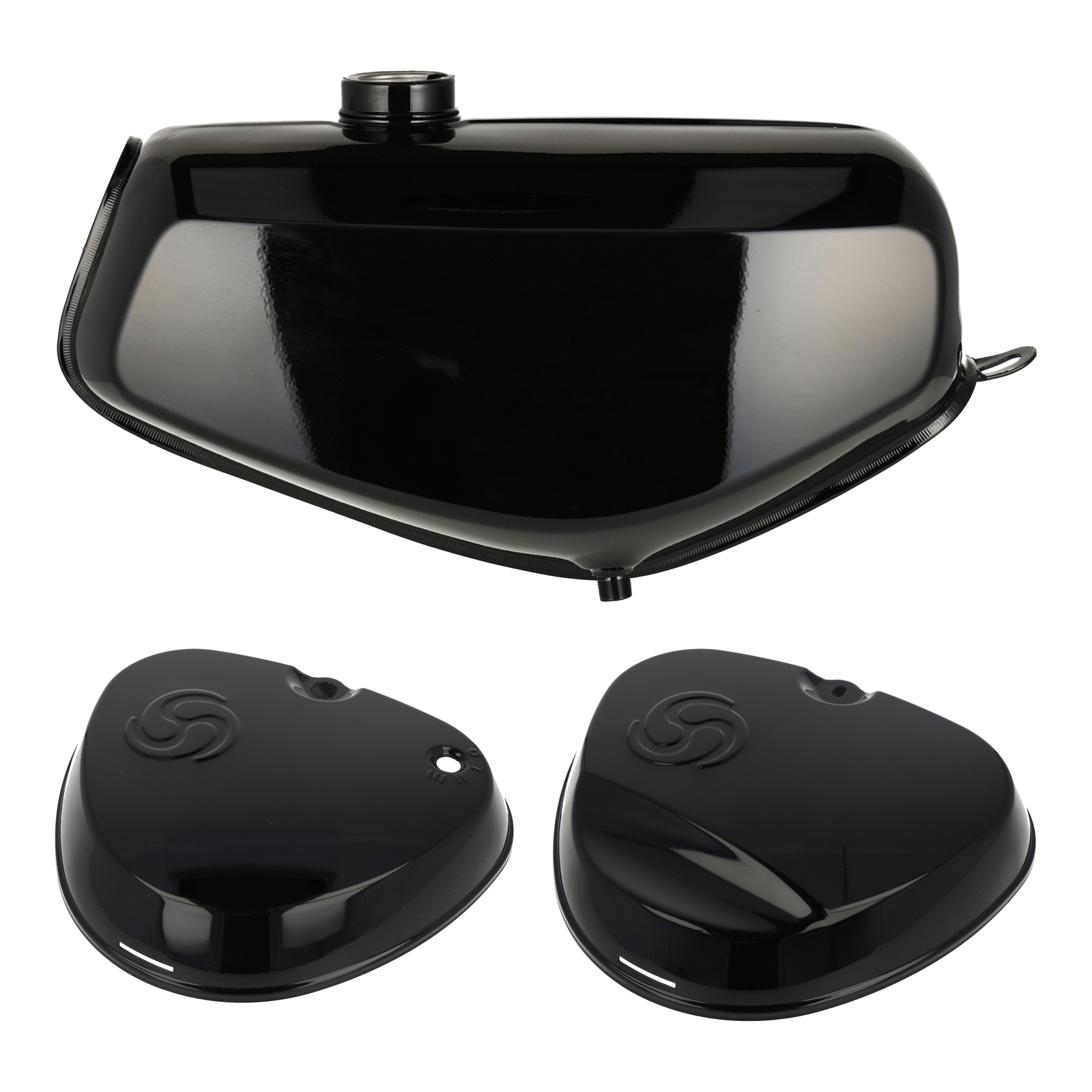 SET Kraftstoffbehälter + eckige Seitendeckel - schwarz - Enduro S51E S70E