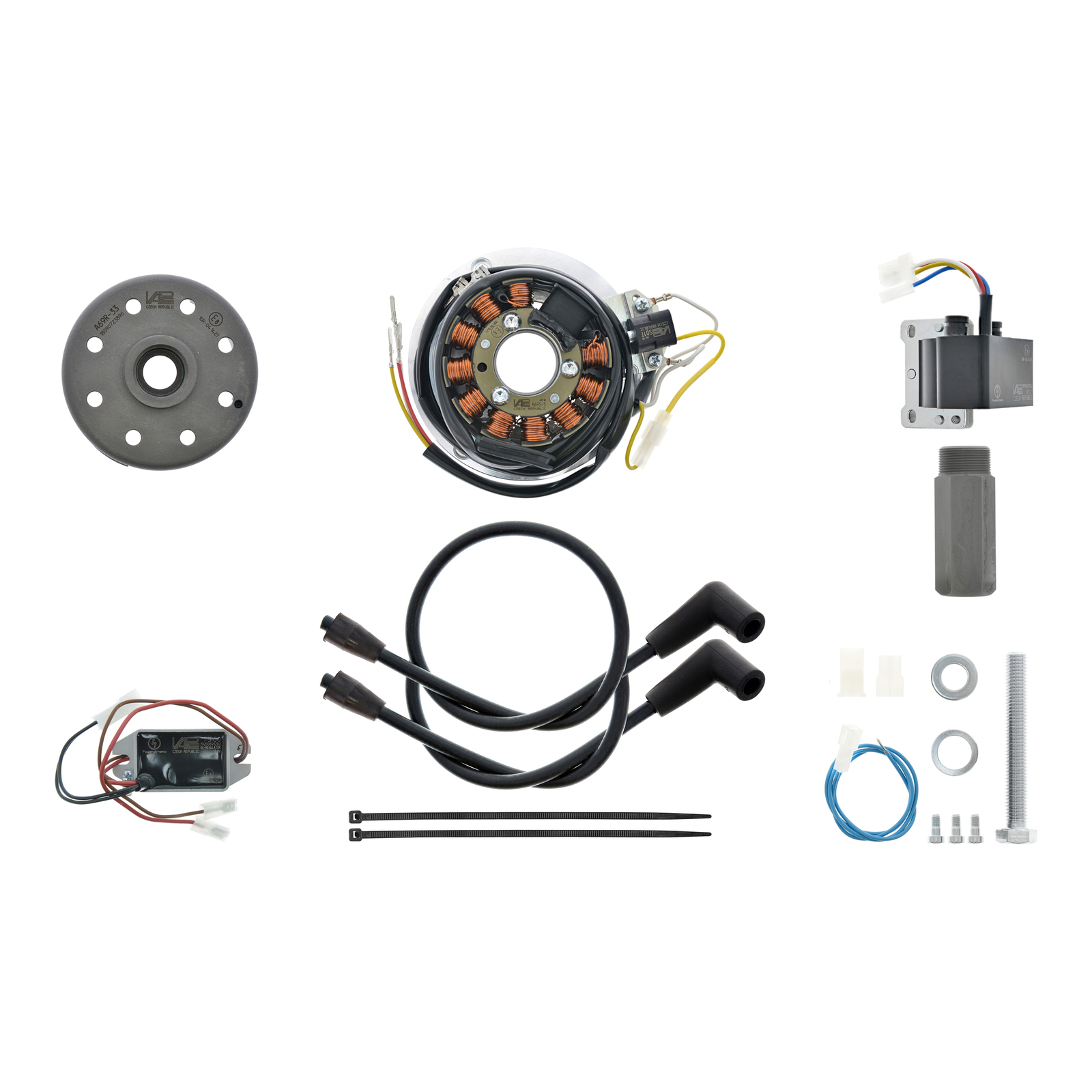 Lichtmagnetzündanlage 12V/150W DC - passend für Yamaha RD250E/F, RD400E/F - Lange Welle, Rotorbefestigung mit SKM