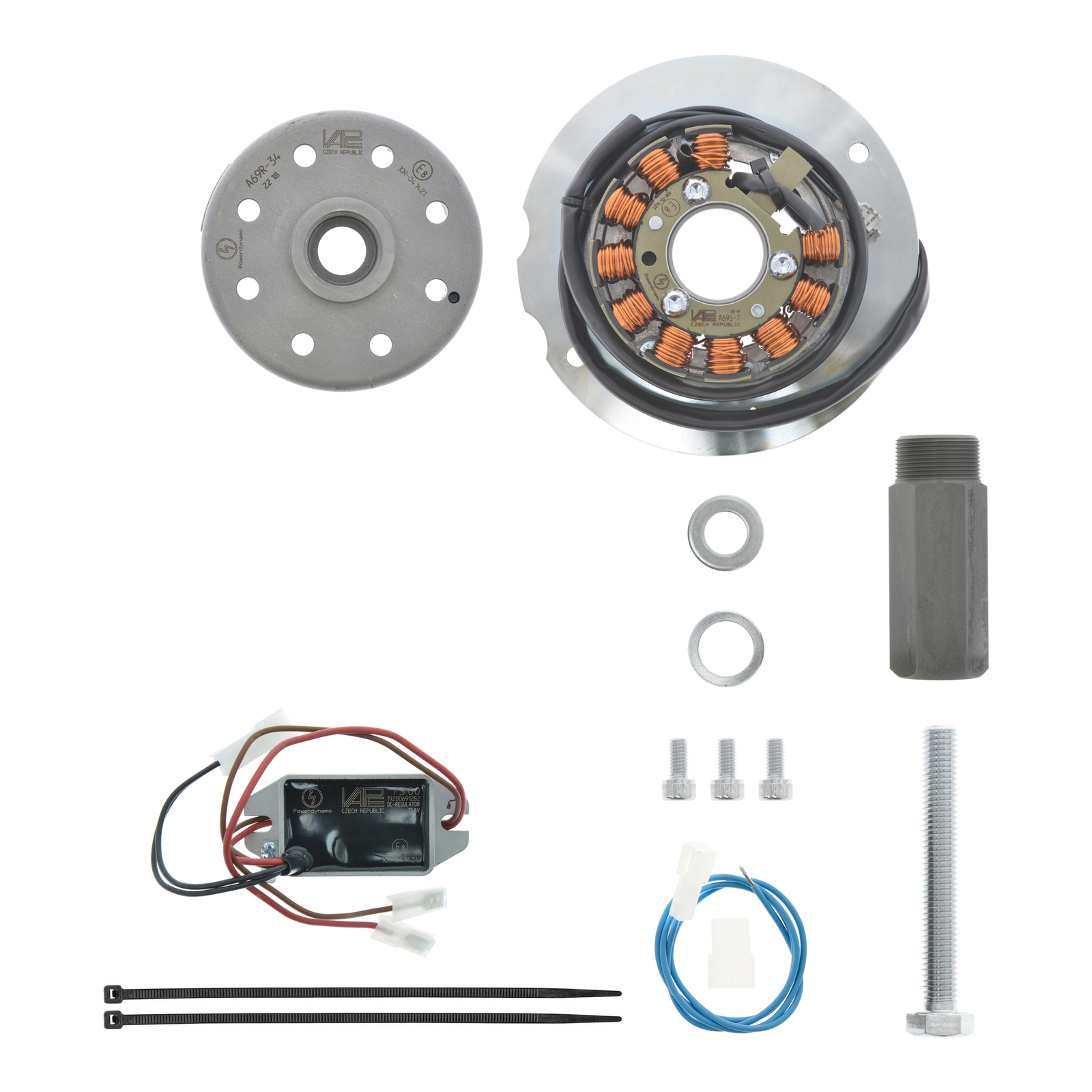 Lichtstromerzeuger + Impulserzeugung 12V/ 150W DC - passend für Yamaha RD, lange Welle - zur Nutzung Fremdsysteme