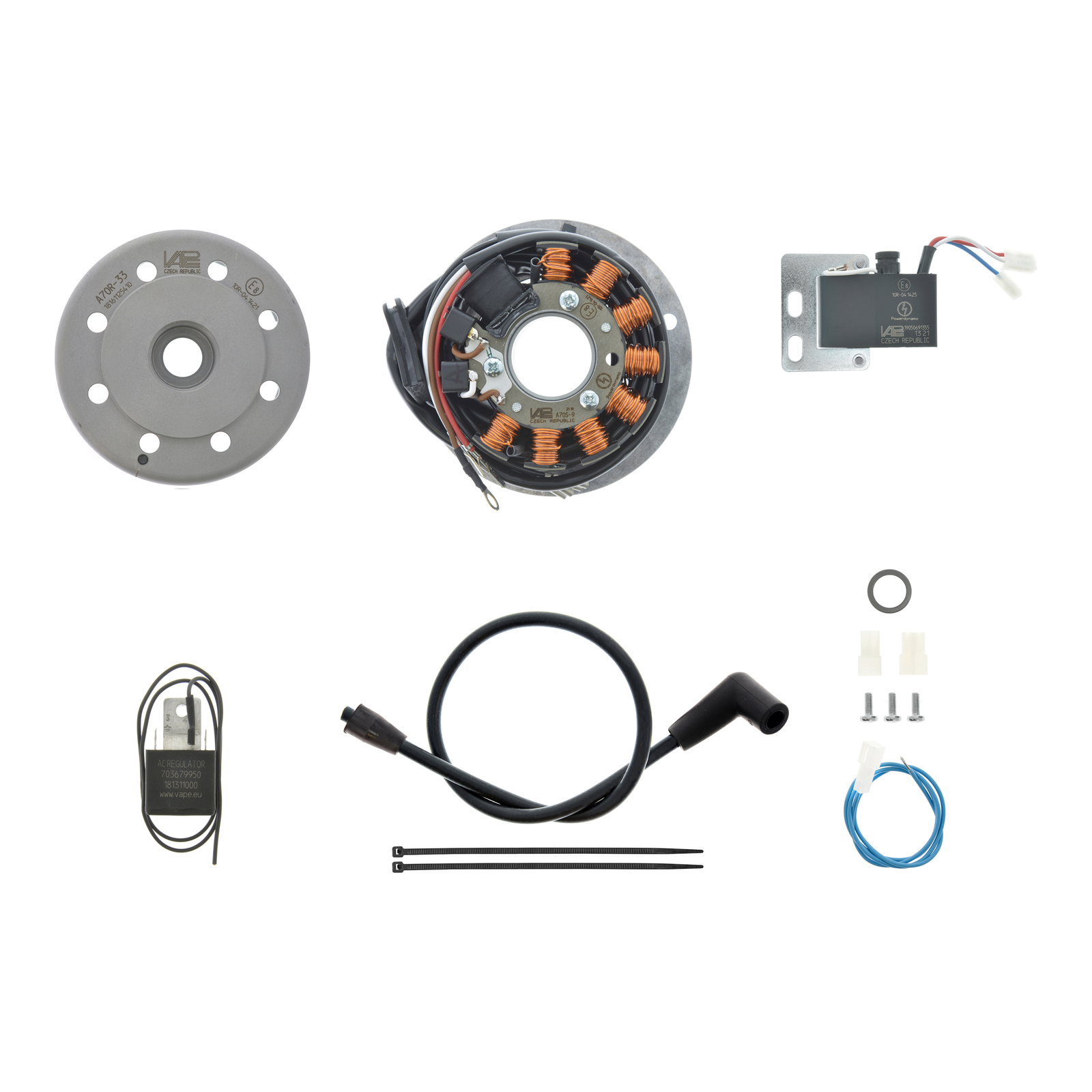 Lichtmagnetzndanlage 12V 70W AC - passend fr KTM 546, 547, 556 - links,  110mm-Grundplatte | KTM | Gabors MZ Laden