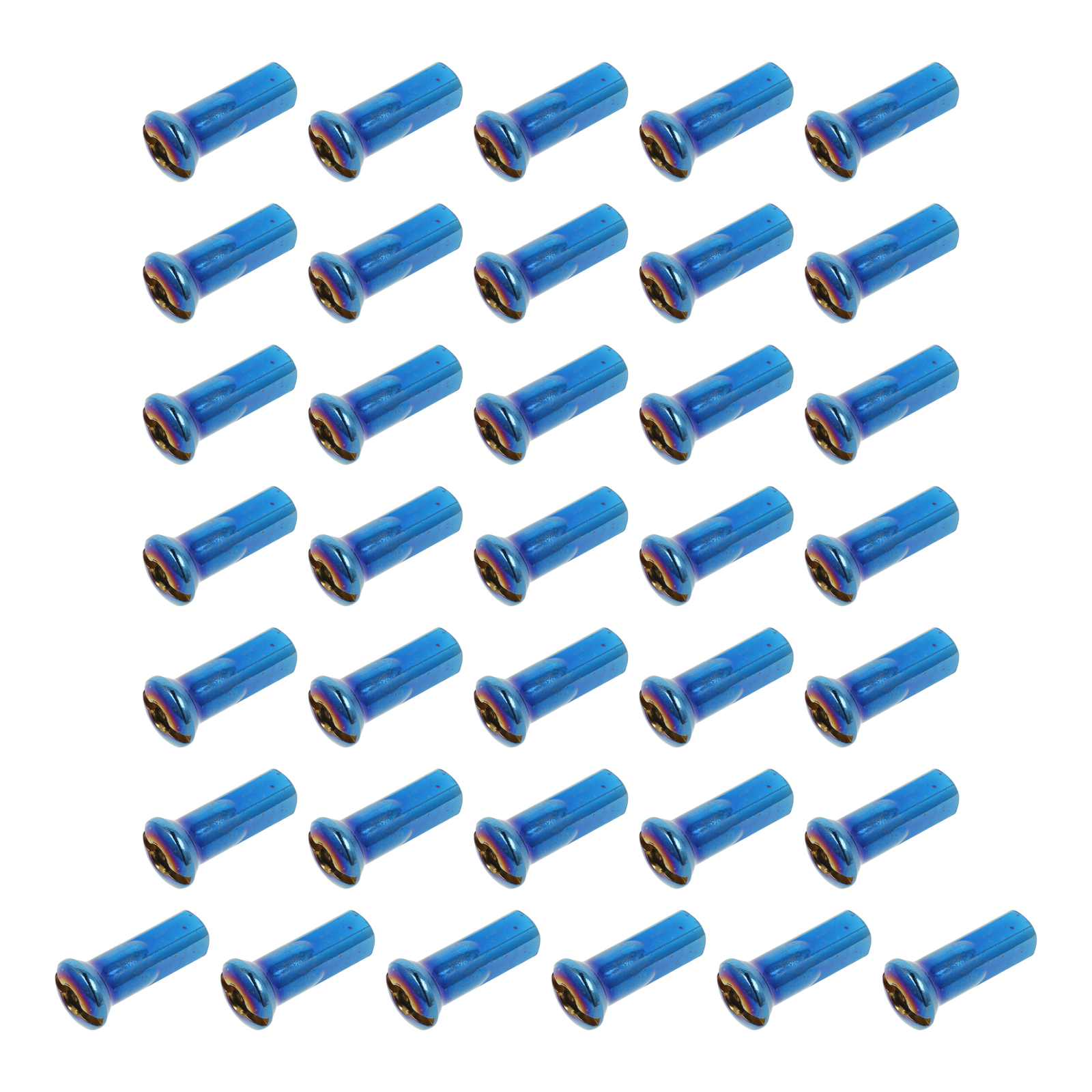 VPE 36x Speichennippel M3,5 + 3 mm - blau, TiN-Beschichtung - für Alufelgen mit verstärktem Felgenbett