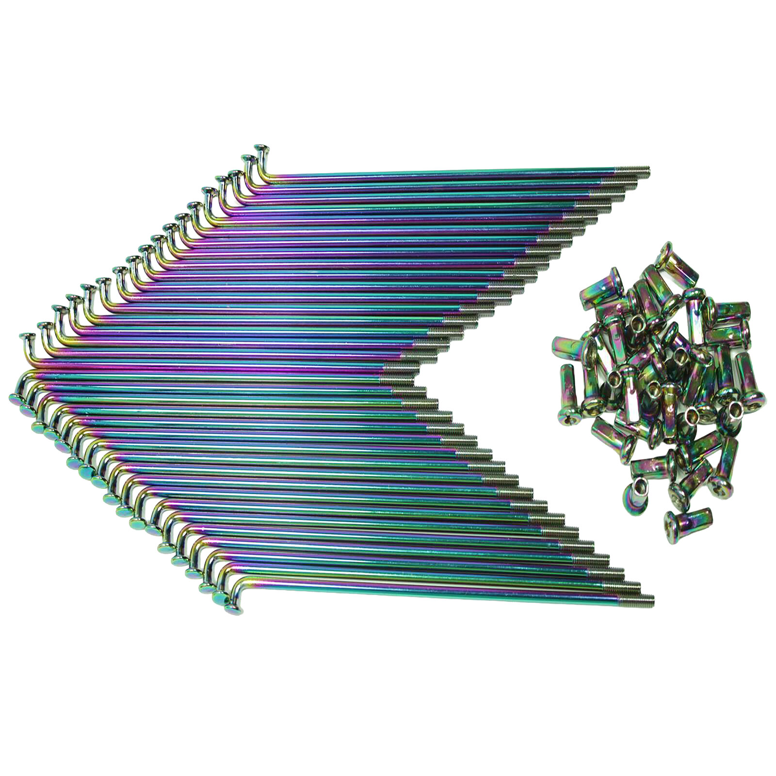 Speichen mit Nippel verstärkt 36 x 143,5mm M4 Stahl beschichtet Regenbogen